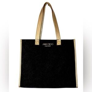 JIMMY CHOO-PARFUMS || Black Velvet Metallic Tote Bag. Sz. OS